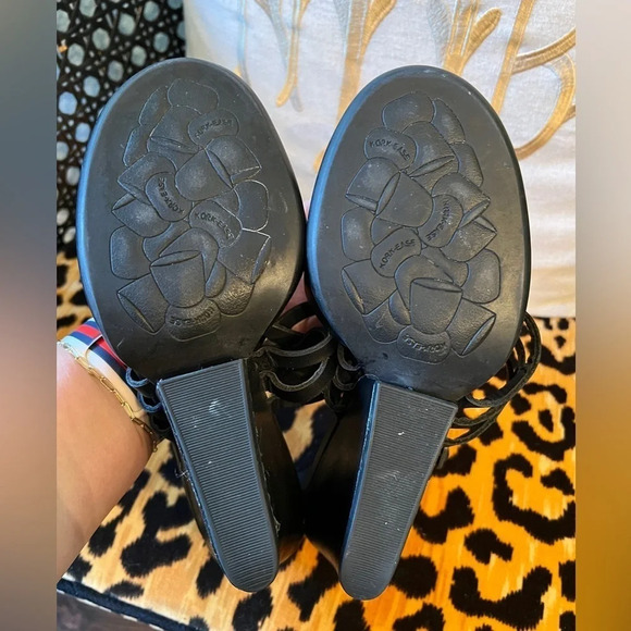 KORK-EASE Adelaide Black Leather Wedge Buckle Sandals - Picture 7 of 9